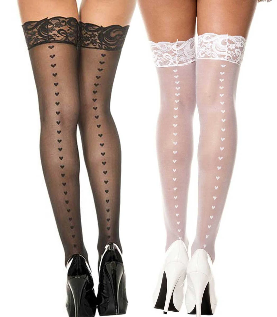 MUSIC LEGS ML-4239, Heart Backseam Stockings 3 MUSIC LEGS ML-4239, Heart Backseam Stockings