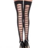 MUSIC LEGS ML-4244, Criss Cross Thigh Highs -Funky Lingerie Outlet 4244 Black 36782.1567657735