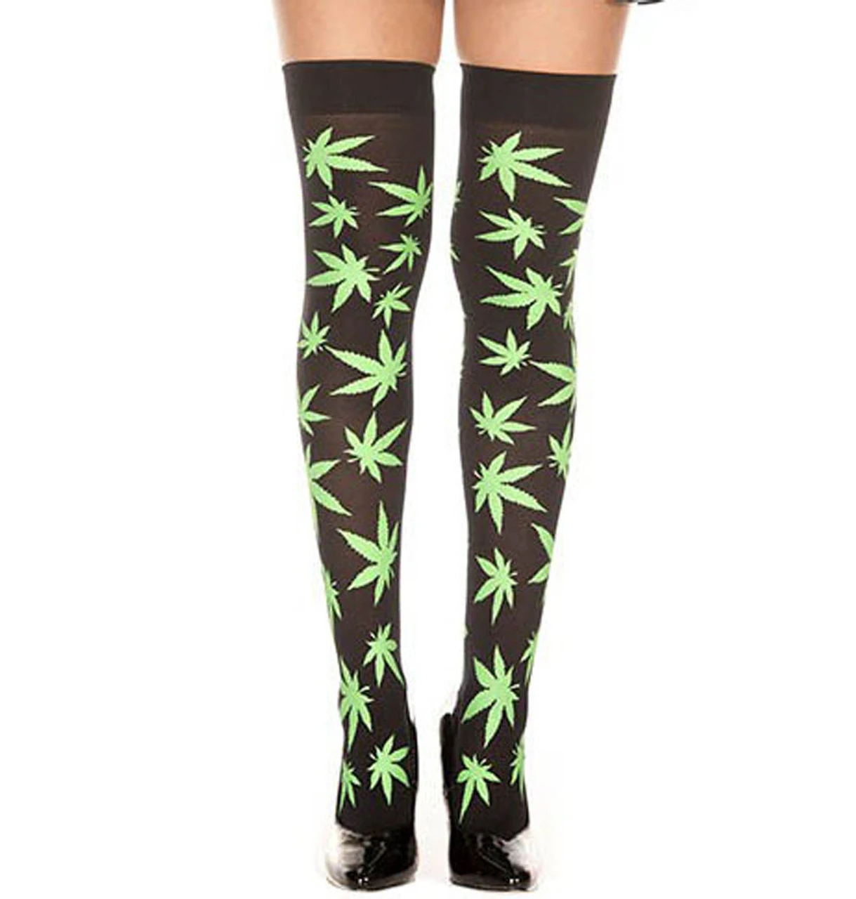 MUSIC LEGS ML-4271, Leaf Print Stockings 3 MUSIC LEGS ML-4271, Leaf Print Stockings