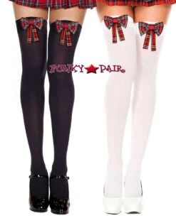 MUSIC LEGS ML-4654, Plaid Bow Stocking 7 MUSIC LEGS ML-4654, Plaid Bow Stocking -Funky Lingerie Outlet 4654 FP 83578.1567808735