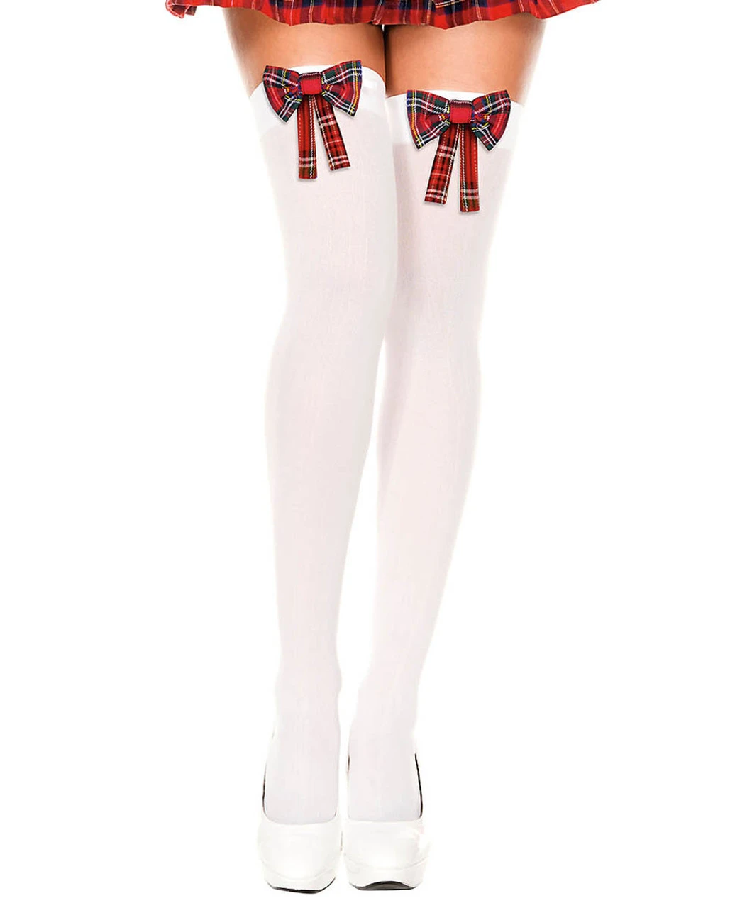 MUSIC LEGS ML-4654, Plaid Bow Stocking 5 MUSIC LEGS ML-4654, Plaid Bow Stocking - Image 3