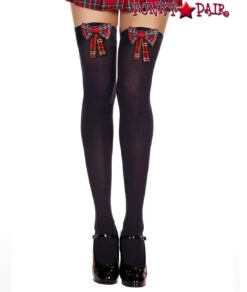 MUSIC LEGS ML-4654, Plaid Bow Stocking 9 MUSIC LEGS ML-4654, Plaid Bow Stocking -Funky Lingerie Outlet 4654 85838.1567808768
