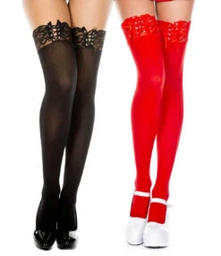 MUSIC LEGS ML-4748, Adjustable Lace Band Stockings