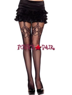 MUSIC LEGS ML-50002, Suspender Look Fishnet PantyHose