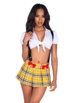 R-5069, Glitzy Schoolgirl Costume By Roma -Funky Lingerie Outlet 5069 Yellow 47465.1662616621