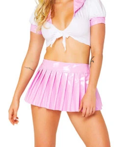 Roma R-5136, Pleated Vinyl Skirt -Only -Funky Lingerie Outlet 5136 Pink 40619.1666105231