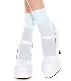 MUSIC LEGS ML-514, Ankle High With Ruffle Trim -Funky Lingerie Outlet 514 Babyblue 76494.1567523816