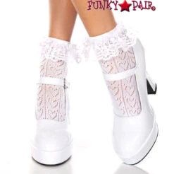 MUSIC LEGS ML-515, Heart Net Design Ankle Sock -Funky Lingerie Outlet 515 White 93231.1567633792