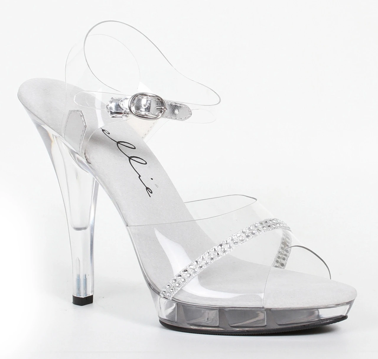 521-Jewel-W 5" Wide Width Clear High Heel 3 521-Jewel-W 5" Wide Width Clear High Heel