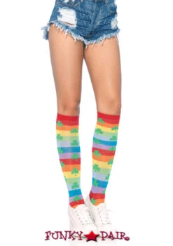 LA-5212, Rainbow Clover Knee Highs