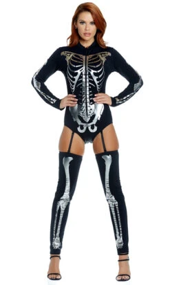 Forplay FP-557960, Pick A Bone Skeleton Costume -Funky Lingerie Outlet 557960 black alt4 lg 00443.1535616393