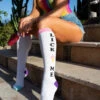 LA-5620, Lick Me Knee Socks By Leg Avenue