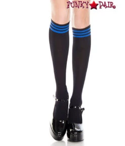 MUSIC LEGS ML-5736, Striped Top Knee High -Funky Lingerie Outlet 5736 BlackBlue 90139.1569875997