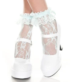MUSIC LEGS ML-574, Lace Ruffle Ankle High -Funky Lingerie Outlet 574 Babyblue 47159.1567492913