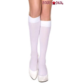MUSIC LEGS ML-5747, Opaque Knee High -Funky Lingerie Outlet 5747 White 28800.1626467055