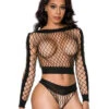 MUSIC LEGS ML-59095, Diamond Net Top And Matching Bottom -Funky Lingerie Outlet 59095 Black 85496.1706680316