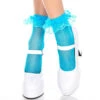 MUSIC LEGS ML-597, Fishnet Ankle High With Ruffle Trim -Funky Lingerie Outlet 597 Turquoise 40198.1567492450