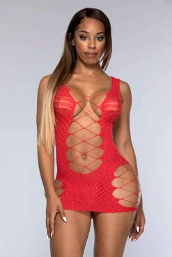 MUSIC LEGS ML-60120, Mini Dress With Cutout -Funky Lingerie Outlet 60120 Red front3 20 82322.1706634513