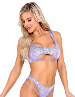 R-6065 - Shimmer Crop Top With Keyhole By Roma