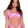 Roma R-6068 - Metallic Swirl Crop Top With Keyhole -Funky Lingerie Outlet 6068 HP 65755.1649276182