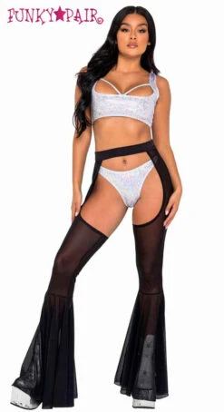 Roma R-6071 - Shimmer Crop Top With Strap Detail -Funky Lingerie Outlet 6071 6072 W 6075 B 18246.1649268921