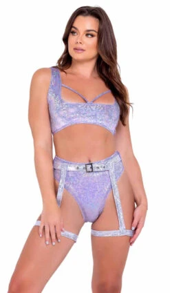 Roma R-6071 - Shimmer Crop Top With Strap Detail -Funky Lingerie Outlet 6071 6074 Lav 29554.1649268967