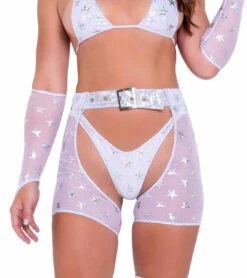 R-6083 - Raver Mesh Starts Print Chaps With Belt By Roma