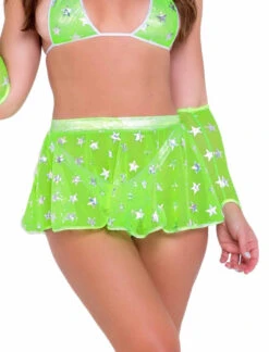 R-6082 - Mesh Flare Rave Skirt With Stars Print By Roma -Funky Lingerie Outlet 6082 NG 61027.1652988528