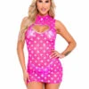 Roma R-6084 - Mesh With Stars Print Dress With Heart Cutout -Funky Lingerie Outlet 6084 HP 58193.1648497054