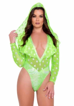 R-6085 - Two-Tone Hooded Rave Romper By Roma -Funky Lingerie Outlet 6085 NG 71468.1648501915