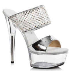 609-Aileen, Rhinestones Double Strap Sandal -Funky Lingerie Outlet 609 AILEENE SLV 13399.1567275238