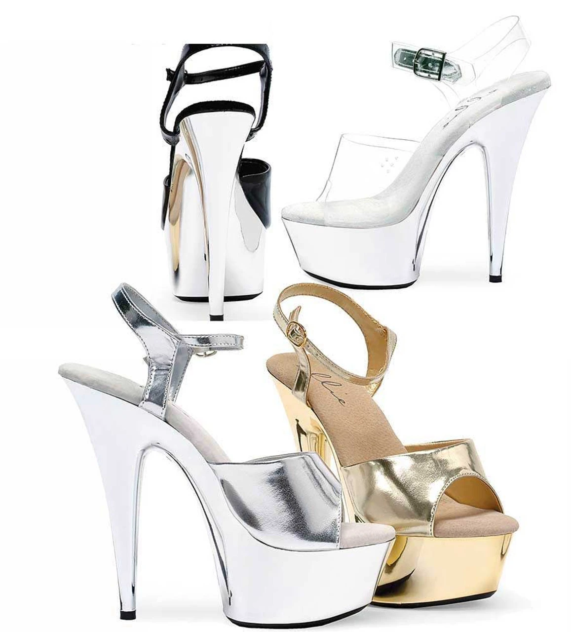 609-Chrome, 6" Chrome Platform Heels CLEARANCE 3 609-Chrome, 6" Chrome Platform Heels CLEARANCE