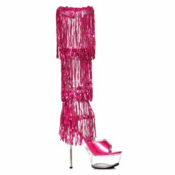 609-LADY, 6 Inch Stiletto Heel Sandal With Fringe CLEARANCE -Funky Lingerie Outlet 609 LADY fush 33919.1726067627