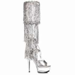 609-LADY, 6 Inch Stiletto Heel Sandal With Fringe CLEARANCE -Funky Lingerie Outlet 609 LADY slv 64162.1725834048