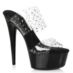 609-Misty, 6 Inch Double Strap With Rhinestones Slide -Funky Lingerie Outlet 609 MISTY CLRB 37074.1683676118