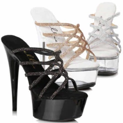 Ellie Shoes | 609-SELENA, Strappy Rhinestones Sandal