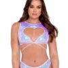 R-6096 - Rave Sequin Top With Heart Cutout By Roma -Funky Lingerie Outlet 6096 Lav 60263.1657907598