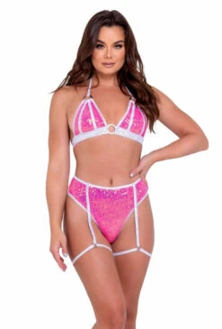 Roma R-6098 - Raver Two-Tone Sequin Bikini Top -Funky Lingerie Outlet 6098 6099 HP 59681.1659382045