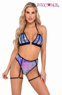 Roma R-6098 - Raver Two-Tone Sequin Bikini Top -Funky Lingerie Outlet 6098 6099 Jade 40872.1659382045