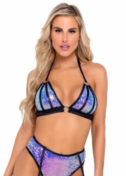 Roma R-6098 - Raver Two-Tone Sequin Bikini Top