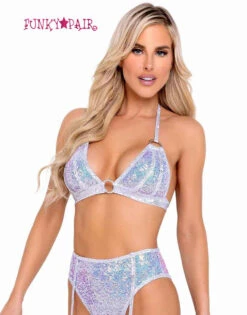 Roma R-6098 - Raver Two-Tone Sequin Bikini Top -Funky Lingerie Outlet 6098 Lav 33633.1659382045