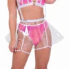 Roma R-6100 - Raver Clear Vinyl Flare Skirt With Suspenders -Funky Lingerie Outlet 6099 HP 6100 W 17781.1649345045