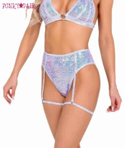 Roma R-6099 - High-Waisted Sequin Raver Shorts -Funky Lingerie Outlet 6099 Lav 55492.1654279325