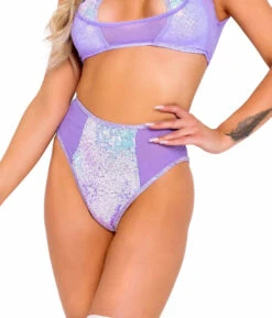 Roma R-6105 - Two-Tone High-Waisted Sequin Raver Shorts