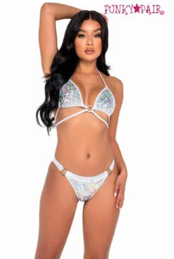 Roma R-6108 - Iridescent Vinyl Bikini Tie-Top -Funky Lingerie Outlet 6108 6109 95990.1649543014
