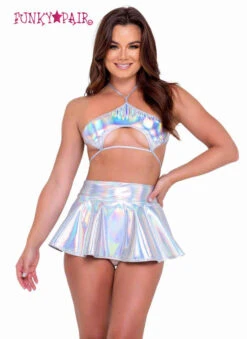 Roma R-6111 - Holographic Raver Keyhole Tie-Top -Funky Lingerie Outlet 6111 6112 10493.1696701507