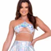 Roma R-6111 - Holographic Raver Keyhole Tie-Top -Funky Lingerie Outlet 6111 66438.1649353243