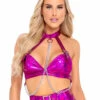 Roma R-6115 - Holographic Vinyl Buckled Top -Funky Lingerie Outlet 6115 HP 13933.1649543245