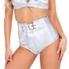 Roma R-6116 - Holographic High-Waisted Shorts -Funky Lingerie Outlet 6116 Slvr 49578.1649430642