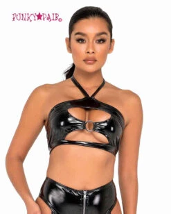 Roma R-6117 - Vinyl Top With Cutout & Ring Detail -Funky Lingerie Outlet 6117 Blk 06710.1649431182